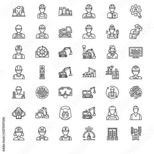 Diverse Business and Technology Line Icons Collection.