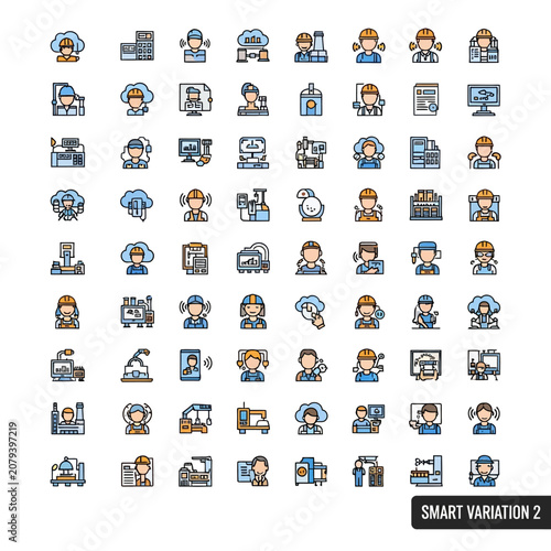 Collection of smart technology and communication icons.