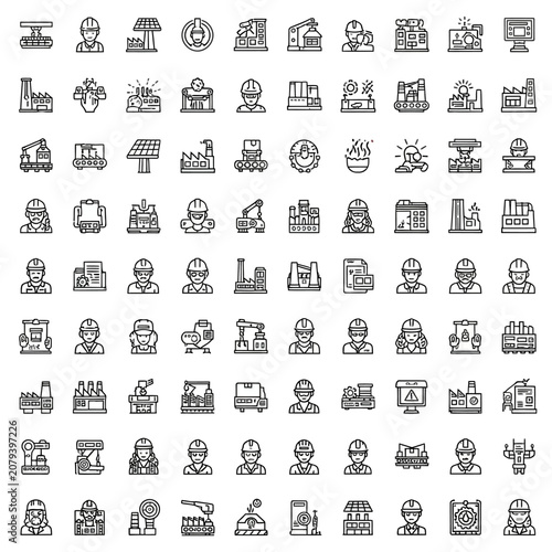 Diverse collection of industry and business icons.