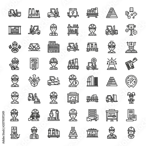 Construction industry and engineering icons set.