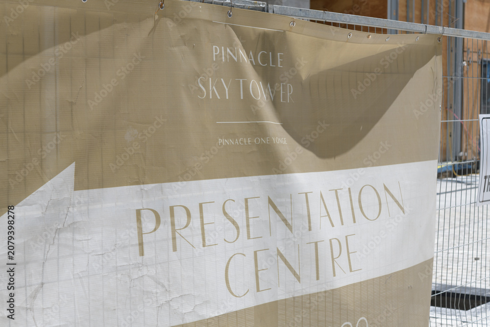 Obraz premium mesh banner outside Pinnacle Sky Tower - Presentation Centre, 1 Yonge St, Toronto