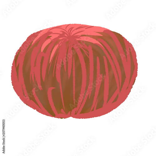 Bright Red Round Fruit with Ridged Skin.