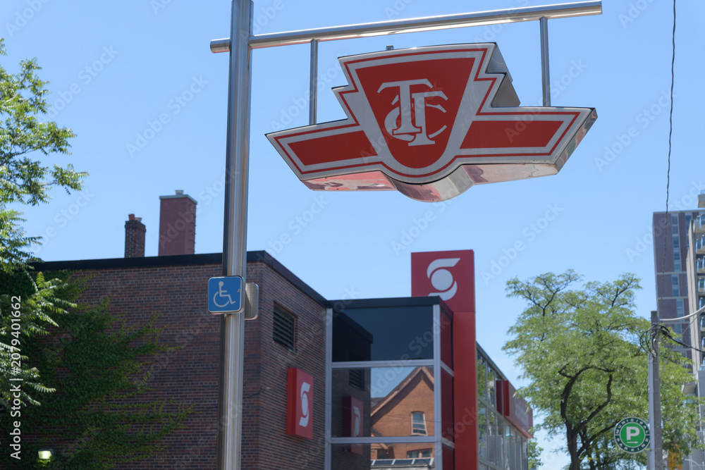 Obraz premium custom shaped light box sign outside a Line 1 subway station in Toronto