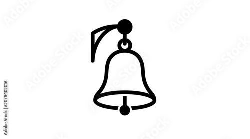 Simple black and white bell icon with clapper