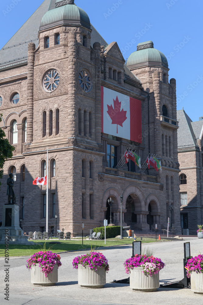 Obraz premium Designed by American Richard A. Waite in Romanesque Revival style, Ontario's Legislative Building at Queen's Park was funded by the province for provincial lawmaking at 111 Wellesley Street W, Toronto
