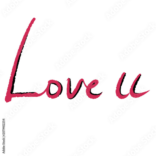 Handwritten Love You Message in Pink Gradient Ink.