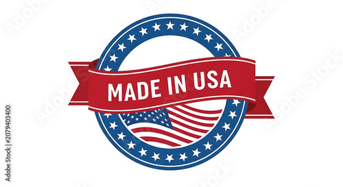 Made in usa badge with american flag design
