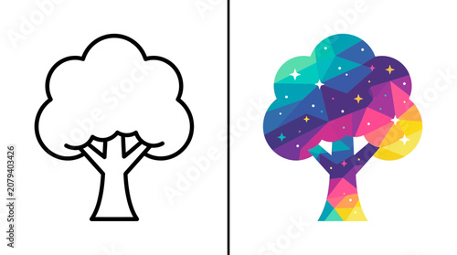 Outline Tree vs Colorful Geometric Tree
