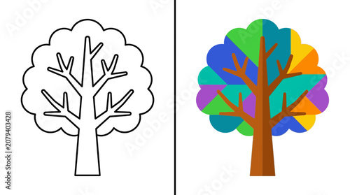 Outline Tree vs Colorful Geometric Tree