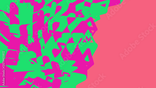 Obraz na plátně Abstract bright pink and green geometric pattern background
