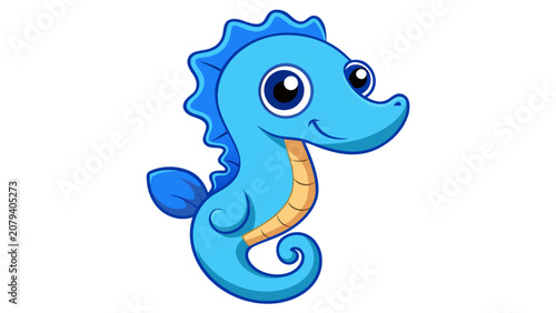 Cute Funny Cartoon Sea Snake Vector Illustration with Seahorse Fish and Happy Marine Reptile Character in Underwater Nature Design