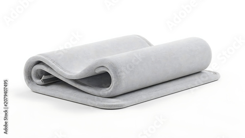 A light grey soft flexible mat or blanket, gently folded on a white background.