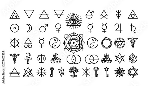 Tableau sur toile Collection of occult and mystical symbols