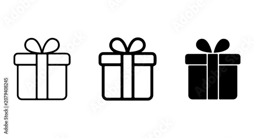 Foto Gift Box Icons, Present Symbols, Celebration Vector Graphics, Holiday Packaging