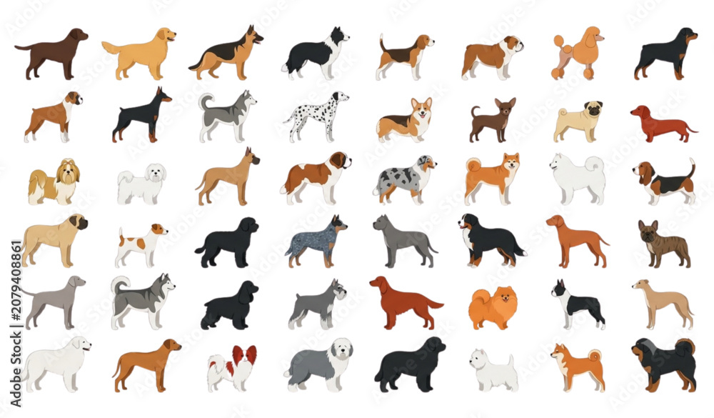 Obraz premium Collection of various dog breeds