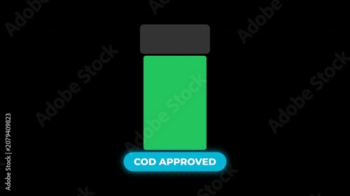 COD Approved cash on delivery transaction status loading bar animation on black background