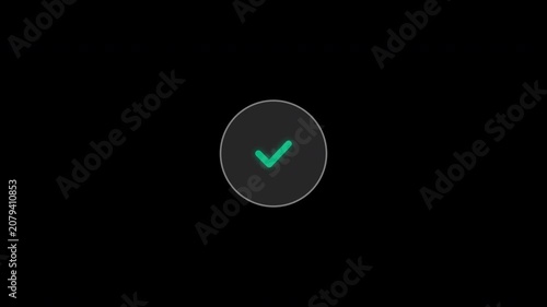 Green check mark animation inside a circle on black background representing success and approval