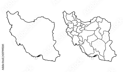 Obraz na plátně Iran map outline national boundary and provinces vector illustration