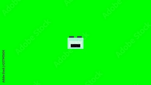 Pixel Art Sleeping Cute Block Character Snoring Loop Animation on Green Screen