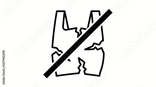 Fotografie No plastic bag icon sign representing environmental protection and waste reduction