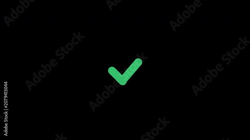 Animated flat green checkmark and red cross mark symbols on black background