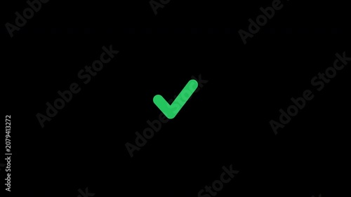 Animated Green Check Mark Icon on Black Background for Success and Approval