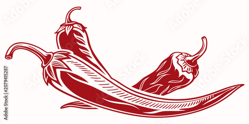 Photos Pair of red chili peppers minimalist graphic with vegetable illustration chilipe