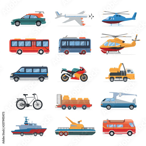 set of transport icons and transport city