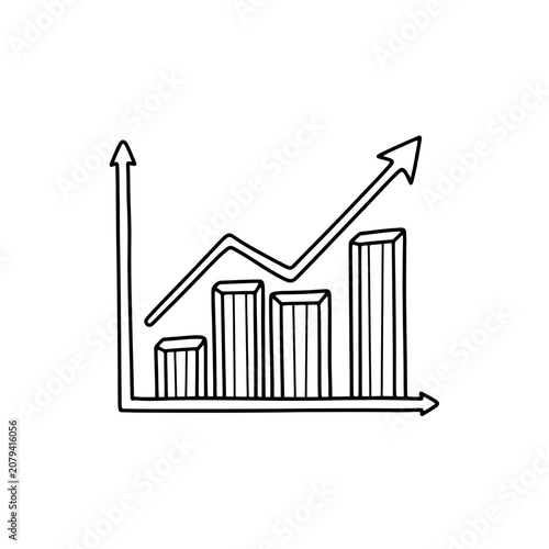 Doodle bar chart with rising arrow