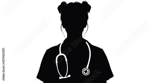 Billede på lærred Adobe Illustrator ArtworkSilhouette of Person Wearing Stethoscope Back View Mini