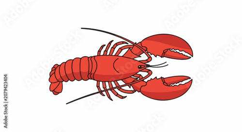 A simple stylized illustration of a bright red lobster on a white background