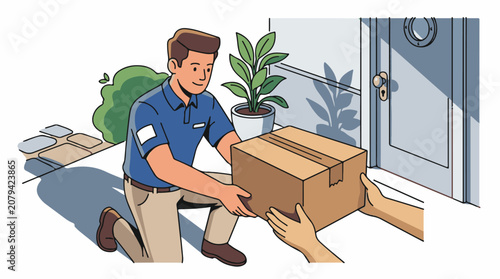 Delivery man handing over package.