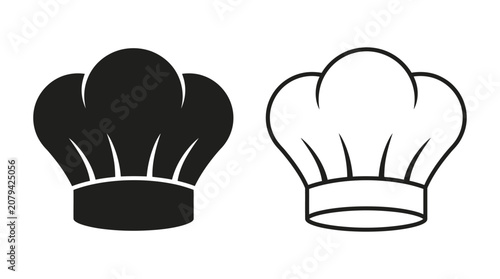 Bild auf Leinwand Chef s hat silhouettes black and white line art graphic