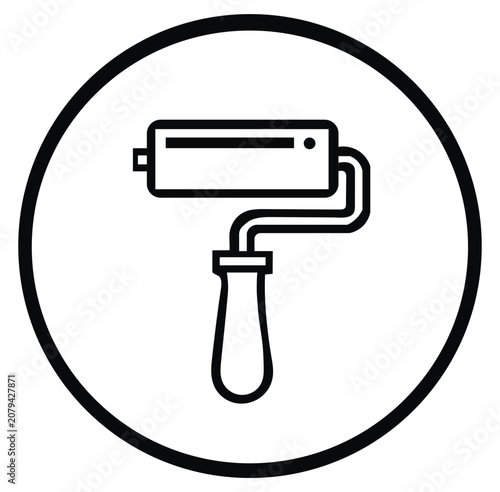 Vector icon of a paint roller, a tool for home improvement and painting