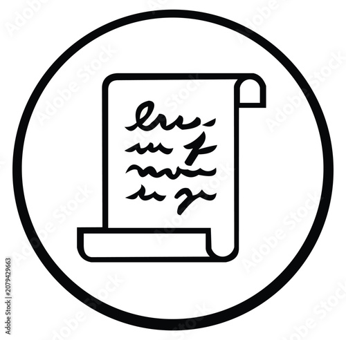 Scroll icon with handwritten text