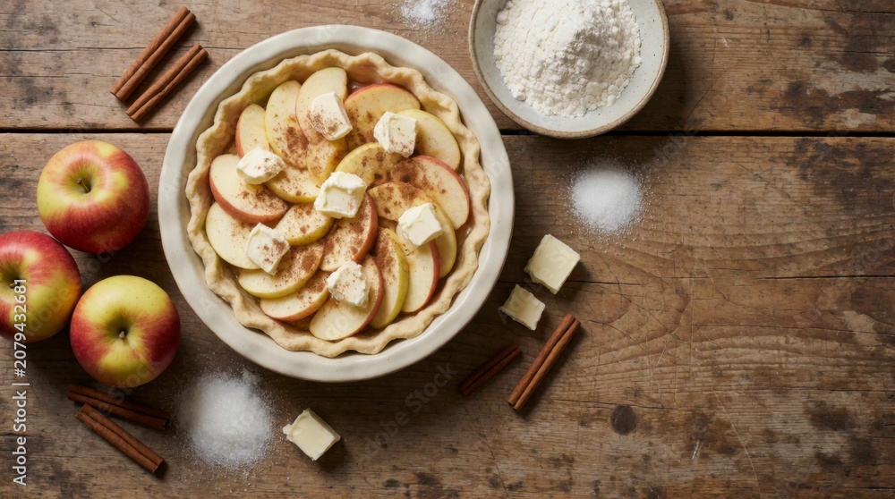Fototapeta premium Apple Pie Preparation, Concept of Culinary Tradition