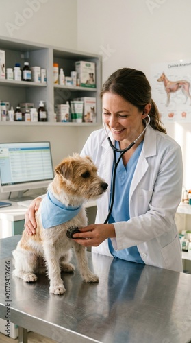 Smiling Veterinarian Using Stethoscope