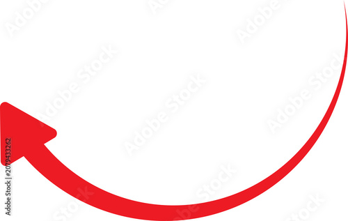 Red curved arrow pointing to the left isolated on transparent background