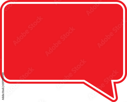 Red speech bubble icon with rounded corners isolated on transparent background