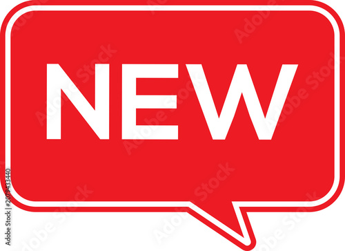 Red speech bubble icon with the word new isolated on transparent background