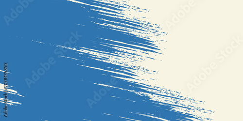 Konstfotografi Grunge grainy blue brush stroke with spray textured on cream background