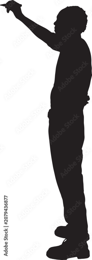 Fototapeta premium vector, silhouette of side view of a man drawing or writing
