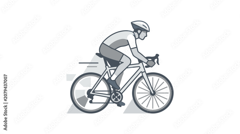 Fototapeta premium Man Riding a Bicycle Quickly Outdoors.