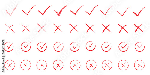 Fotografía Cross box x check mark checkbox v list vector draw hand drawn sketch doodle brus