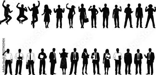 Принти на полотні human silhouette set, cartoon style, casual and formal poses, business attire ic