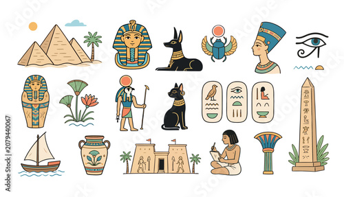 Tableau sur toile Ancient Egyptian Symbols Icons.