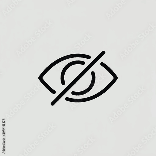 hidden eye minimal outline vector icon for privacy settings
