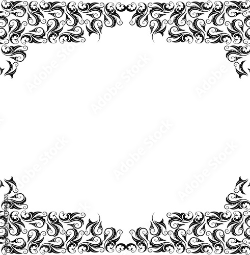 Black Floral Swirl Decorative Frame Isolated