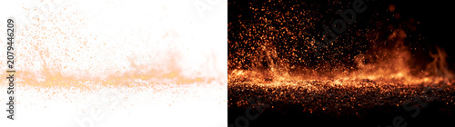 Fotografie Transparent png overlay of red explosion fire effect with glowing powder and smo