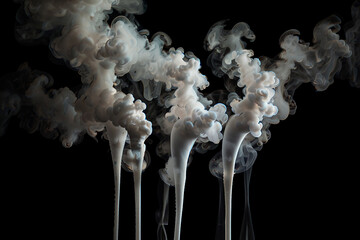 Realistic White Smoke Collection Isolated on Black Background
